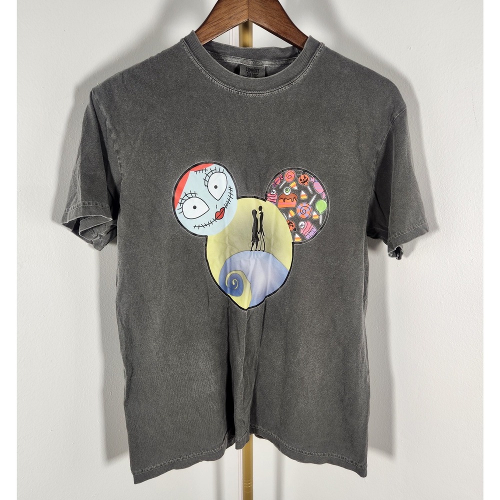 Nightmare Before Christmas X Disney Mickey Dark Gray Vintage Distressed Shirt M